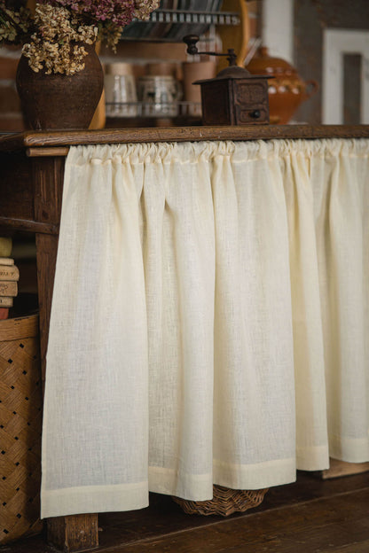 Vanilla yellow linen cabinet curtain