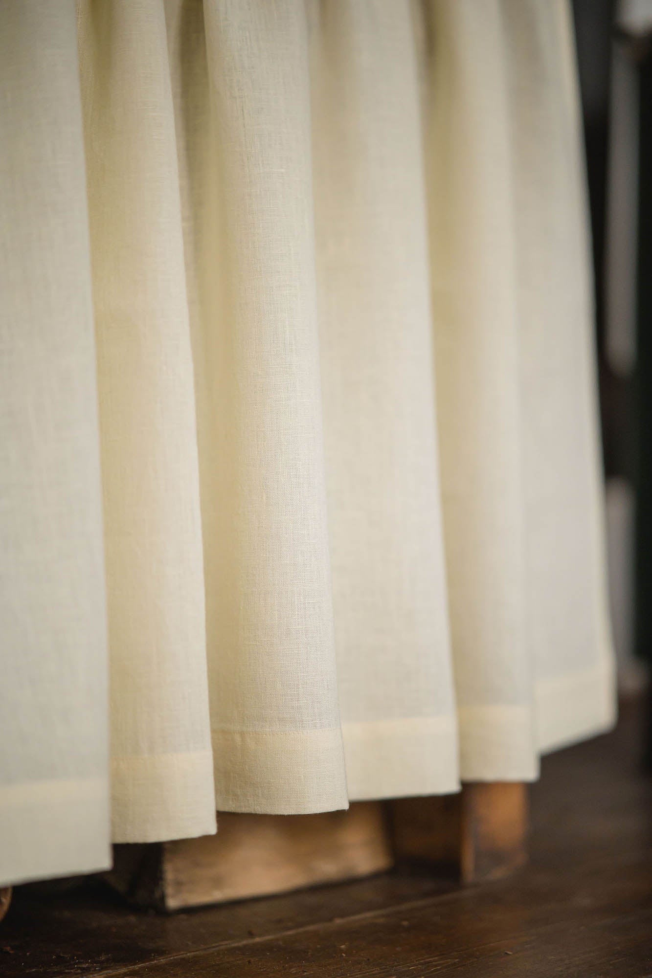 Vanilla yellow linen cabinet curtain