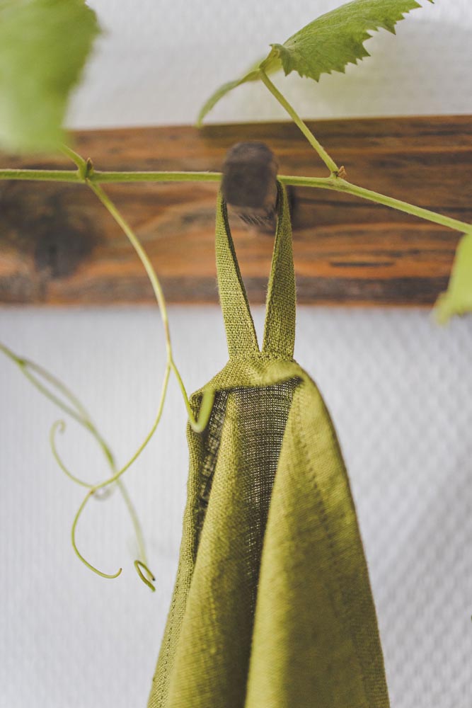 Moss green linen tea towels - set of 2