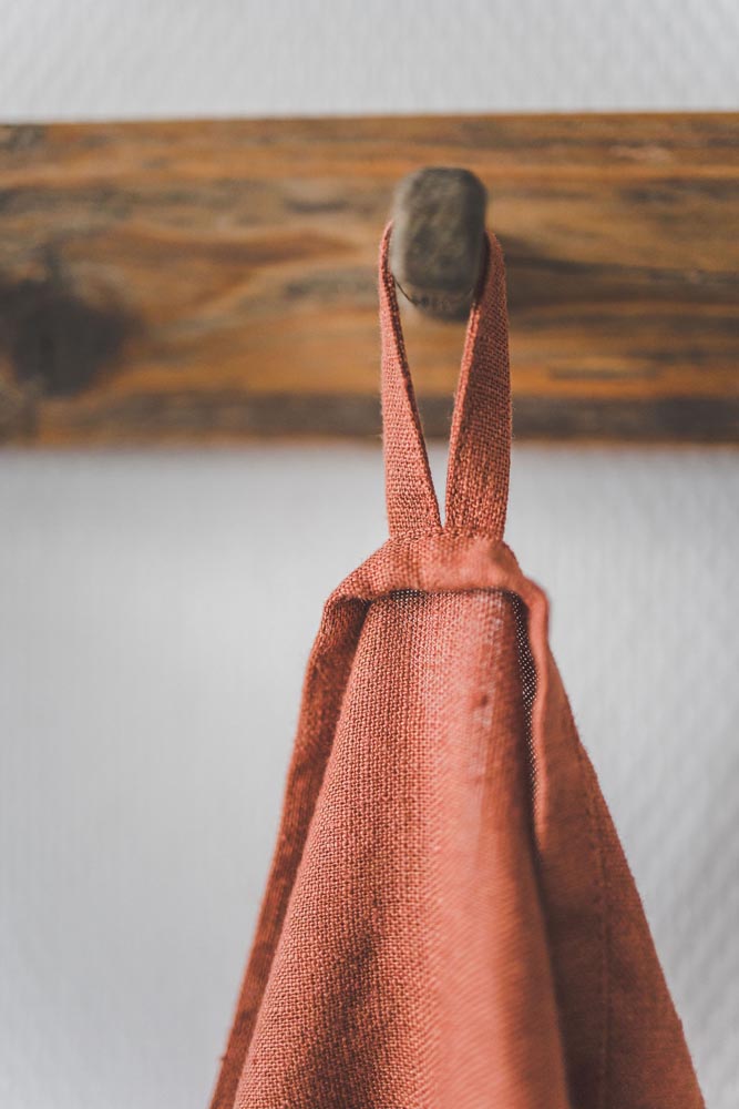 Burnt orange linen tea towels - set of 2