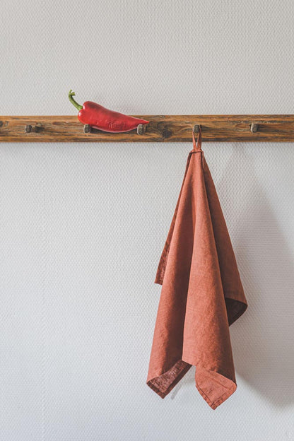 Burnt orange linen tea towels - set of 2