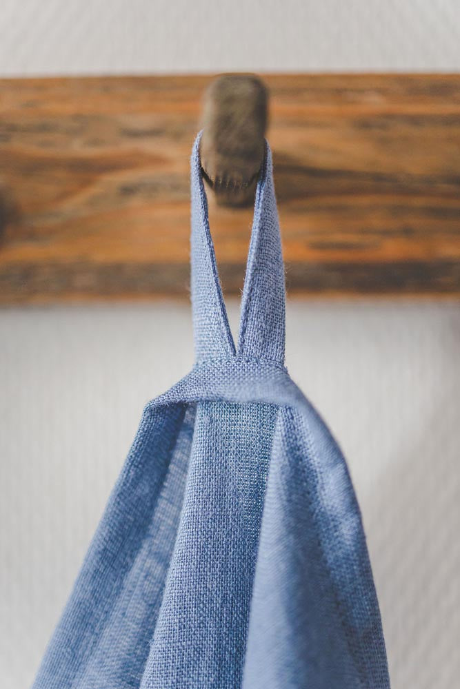 Denim blue linen tea towels - set of 2