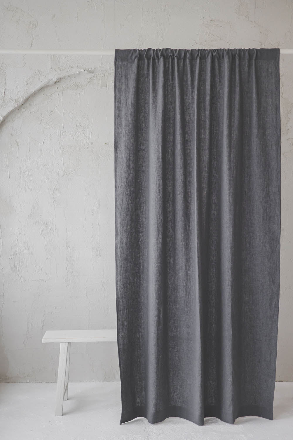 Heavyweight charcoal gray linen curtain