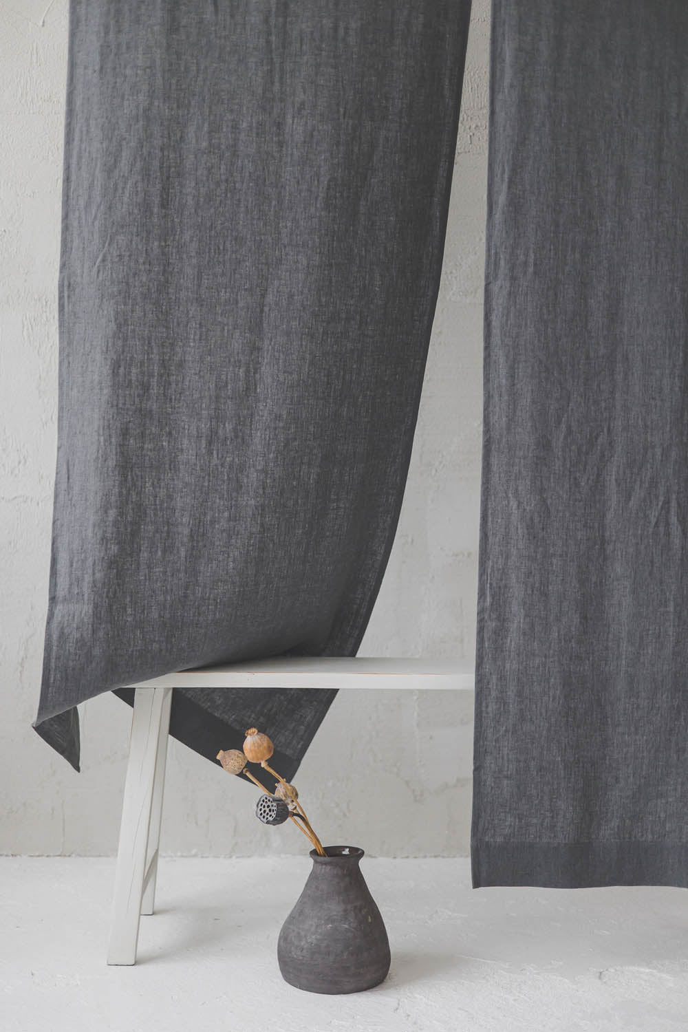 Charcoal Gray Heavyweight Linen Noren Curtain