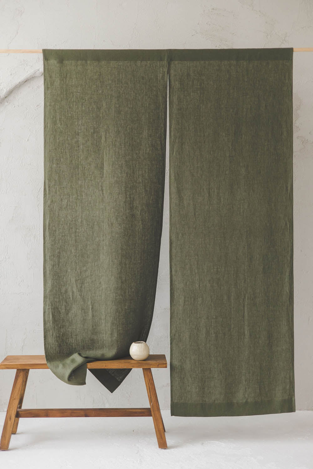 Forest Green Heavyweight Linen Noren Curtain