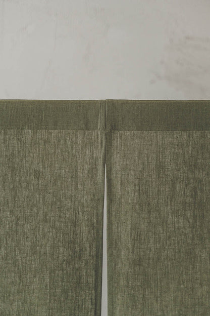 Forest Green Heavyweight Linen Noren Curtain