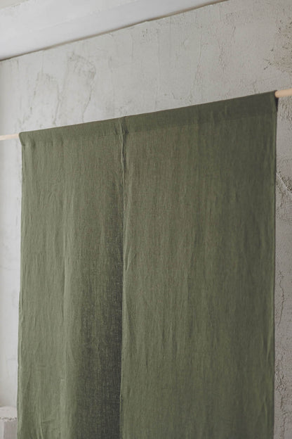 Forest Green Heavyweight Linen Noren Curtain