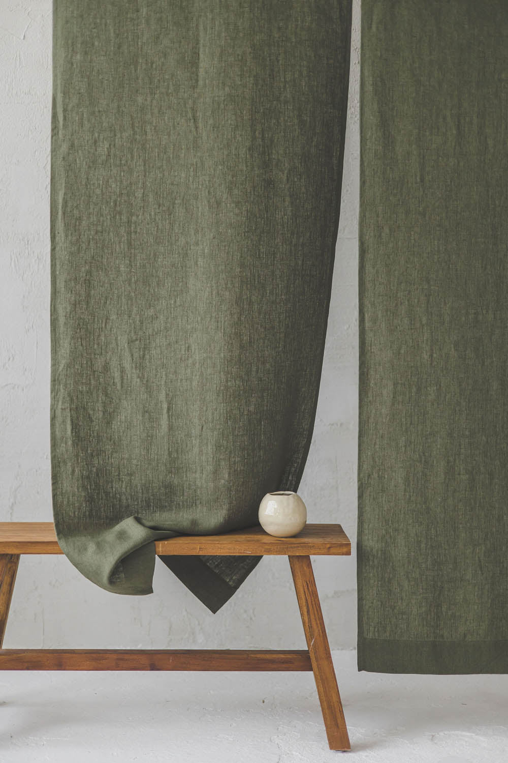 Forest Green Heavyweight Linen Noren Curtain