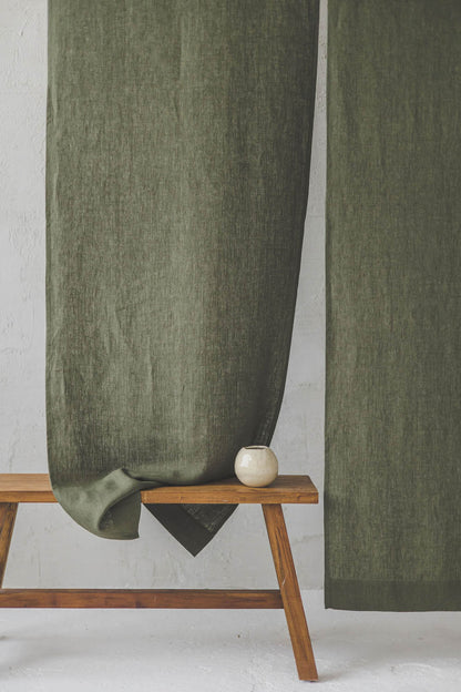 Forest Green Heavyweight Linen Noren Curtain