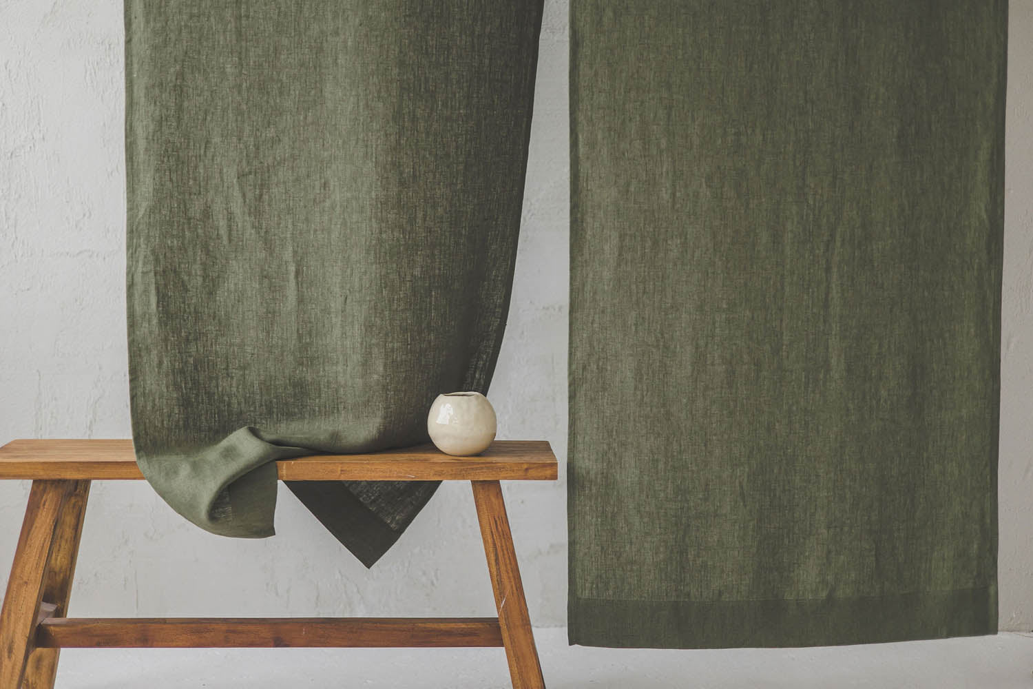 Forest Green Heavyweight Linen Noren Curtain