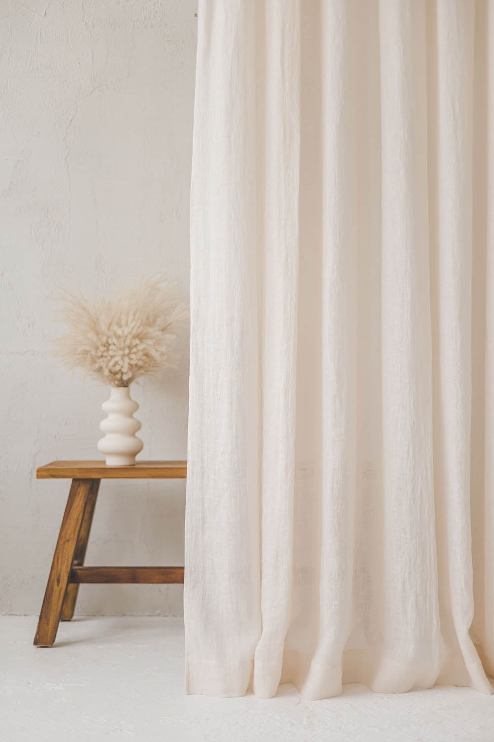 Light cream linen sheer curtain