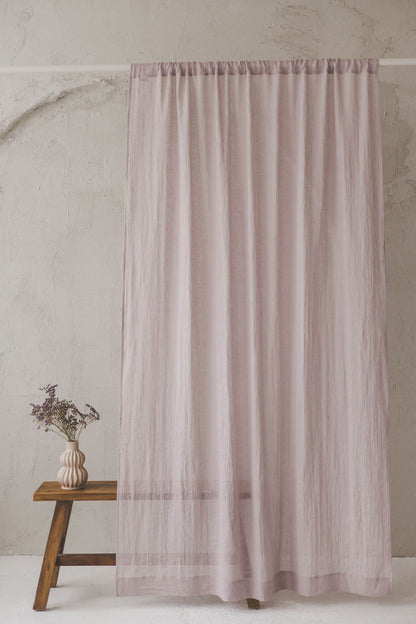 Light lilac linen sheer curtain