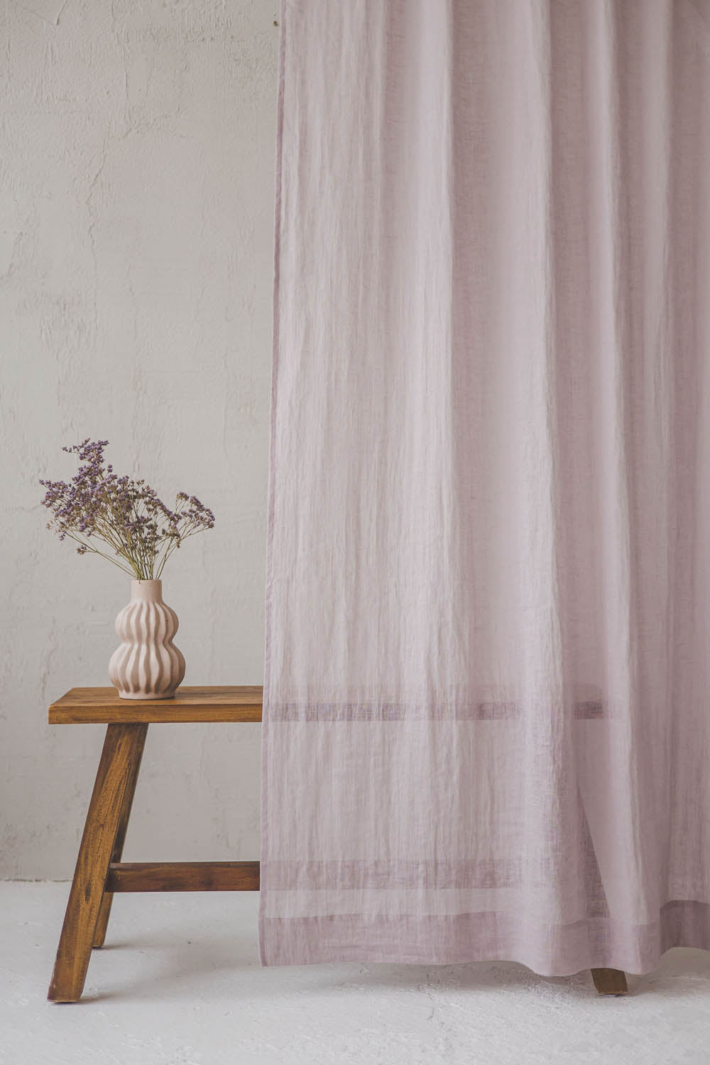 Light lilac linen sheer curtain