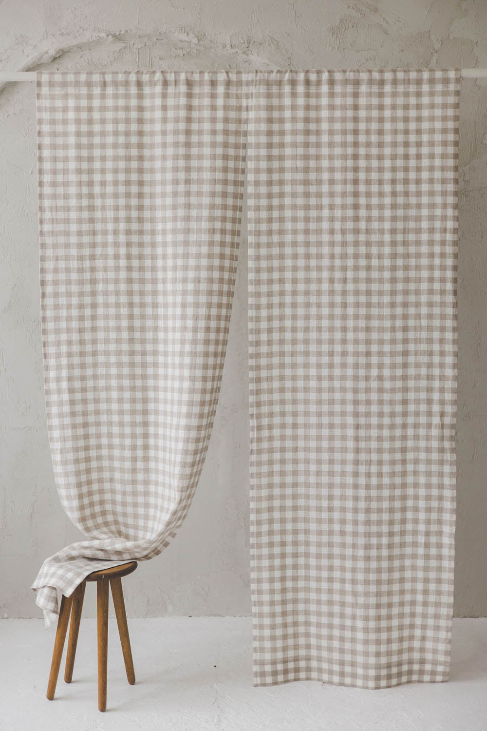 Checkered Linen Noren Curtain