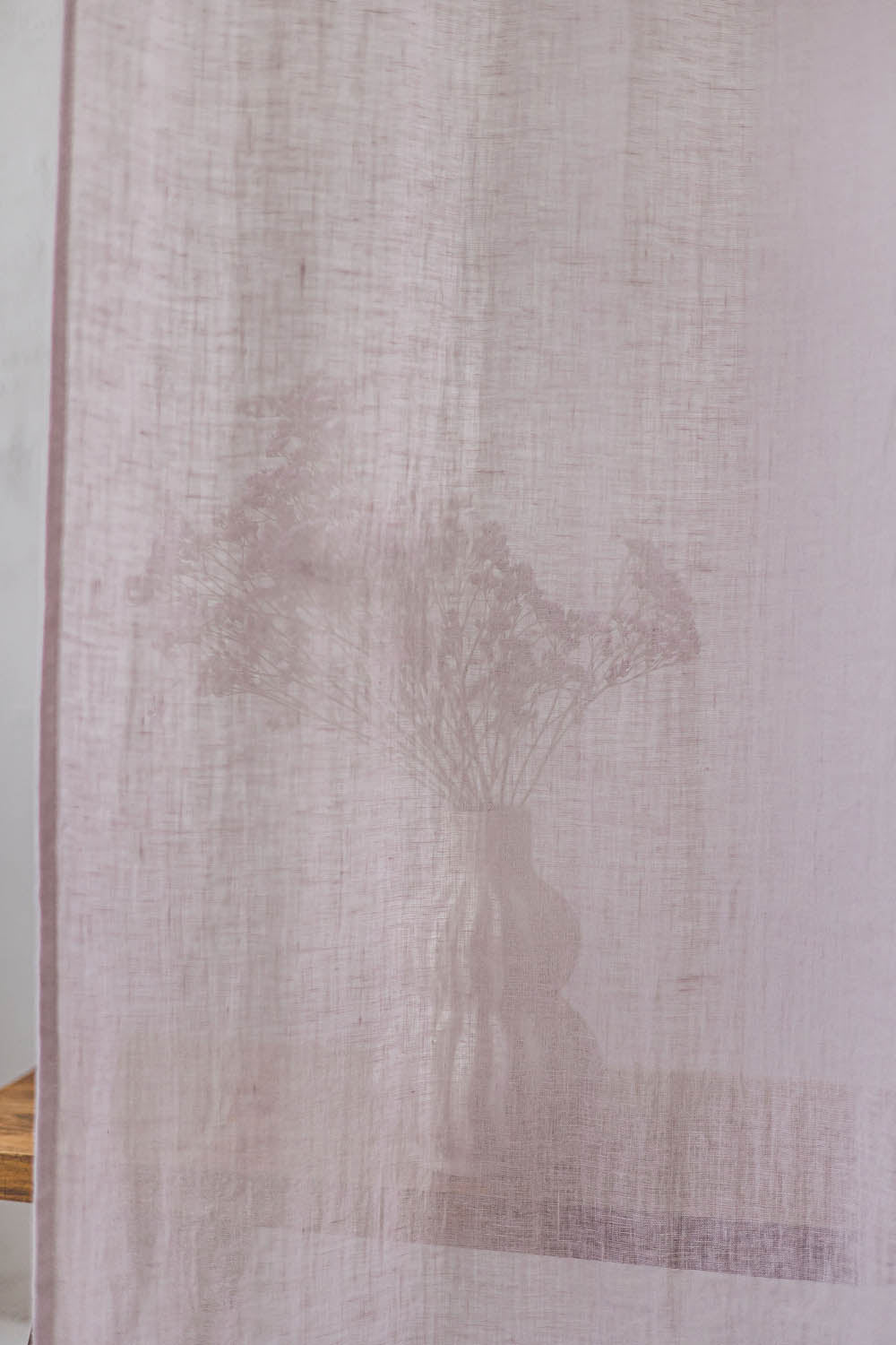 Light lilac linen sheer curtain