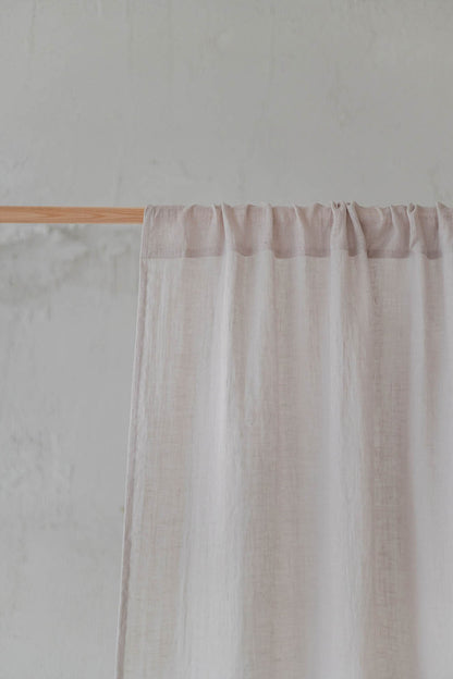 White sand linen sheer curtain