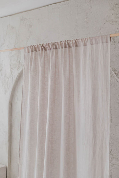 White sand linen sheer curtain