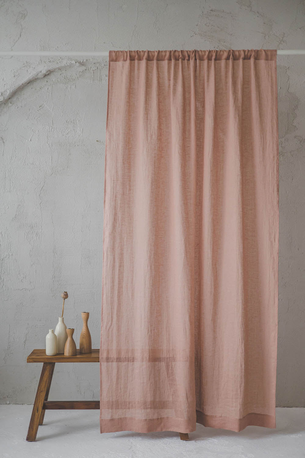 Misty rose linen sheer curtain