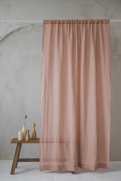 Misty rose linen sheer curtain