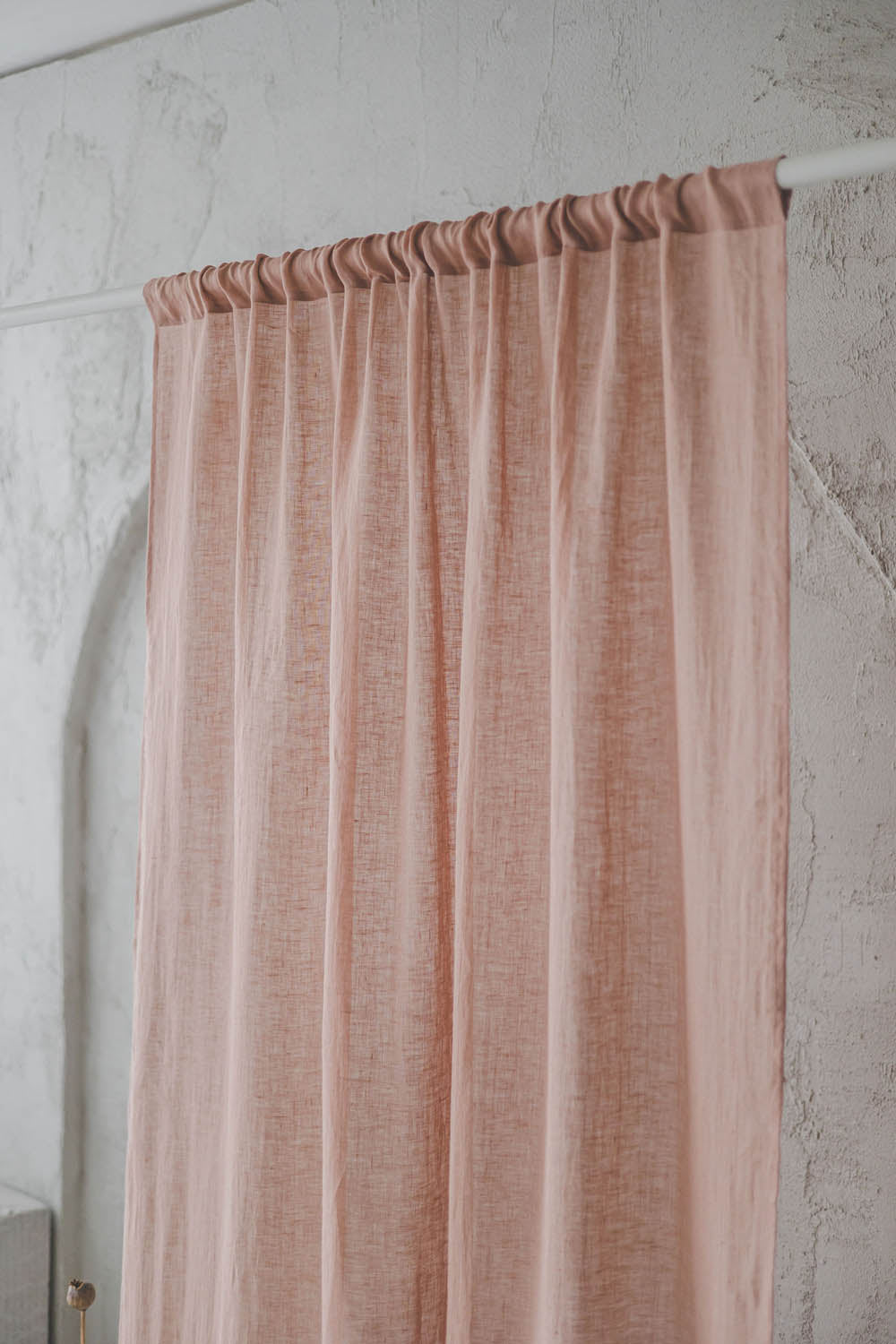 Misty rose linen sheer curtain