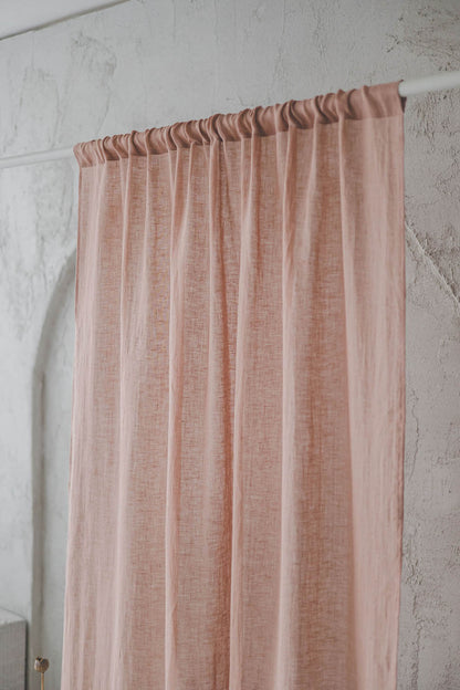 Misty rose linen sheer curtain