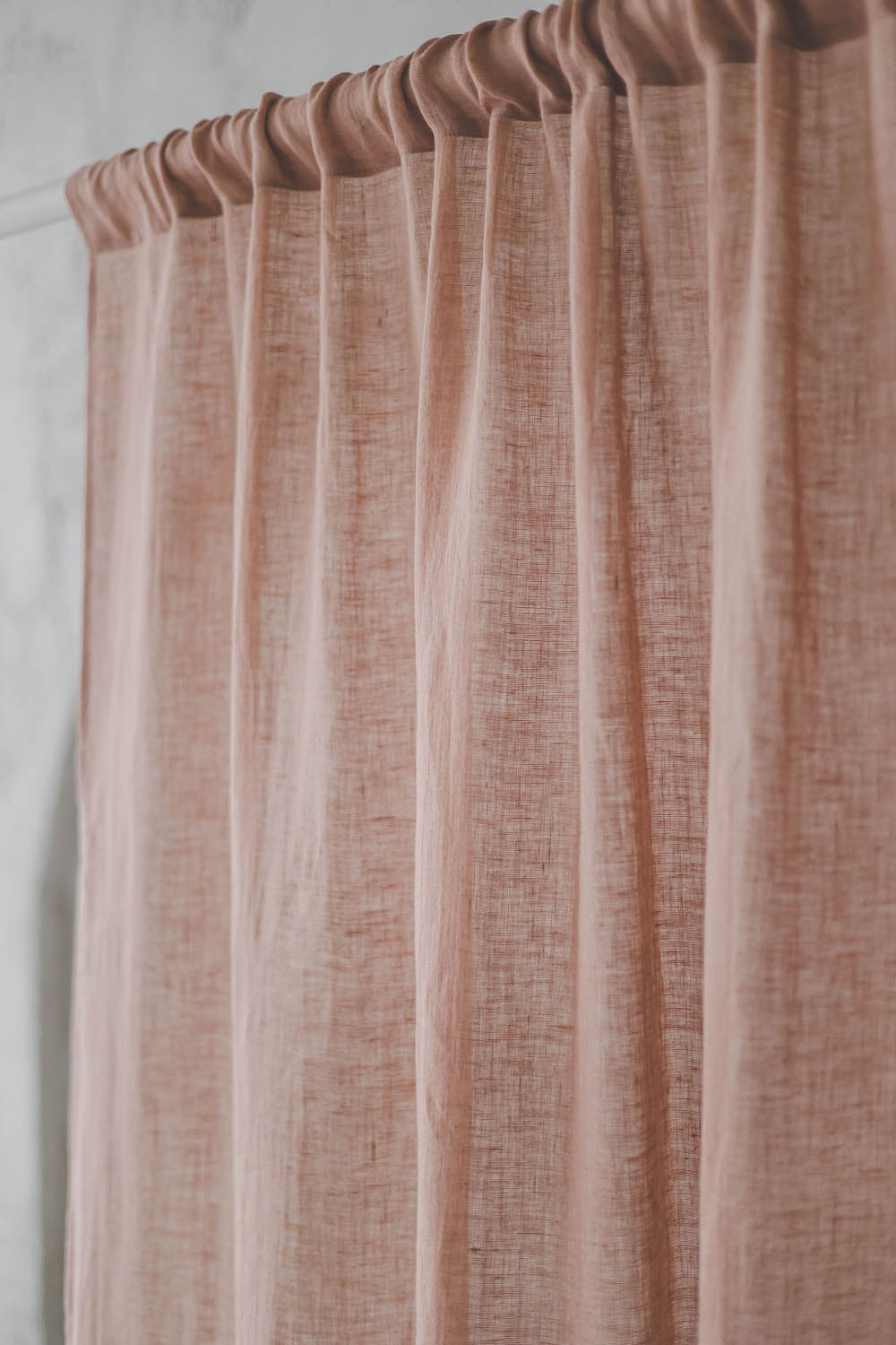 Misty rose linen sheer curtain