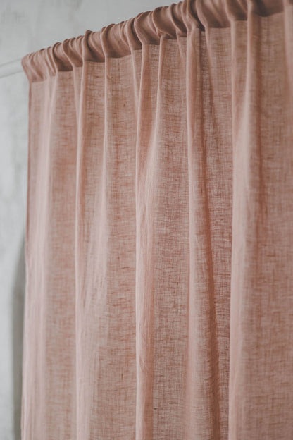 Misty rose linen sheer curtain