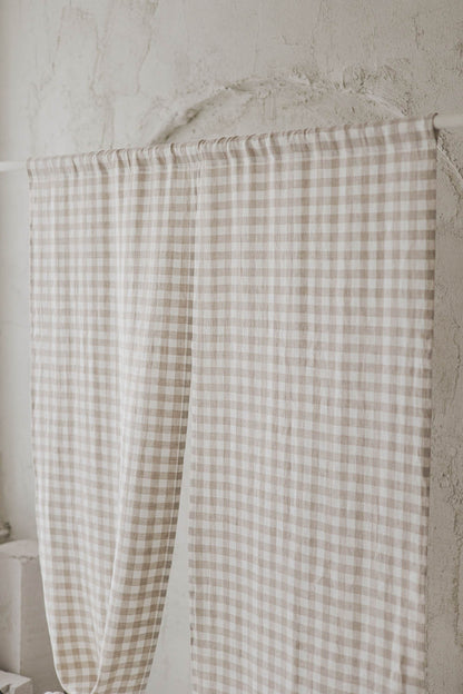 Checkered Linen Noren Curtain