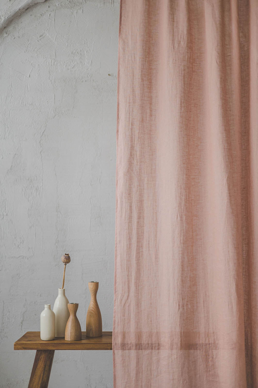 Misty rose linen sheer curtain