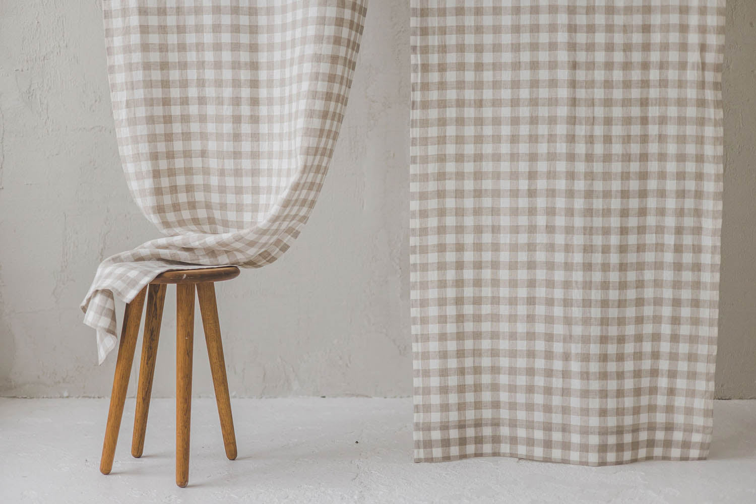 Checkered Linen Noren Curtain