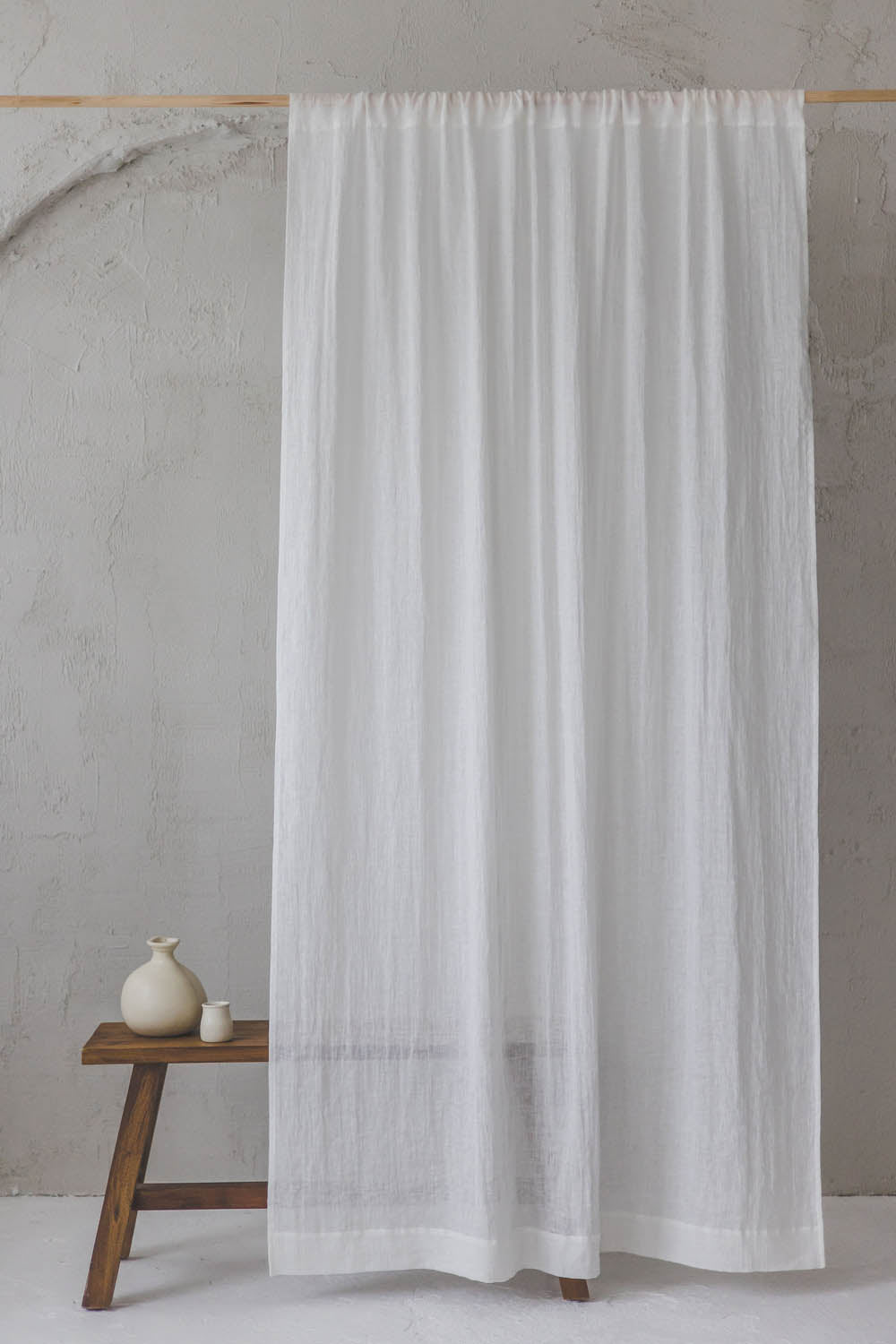 Off white linen sheer curtain