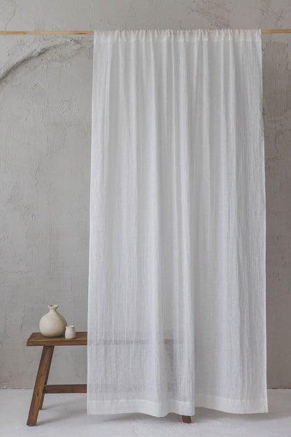 Off white linen sheer curtain