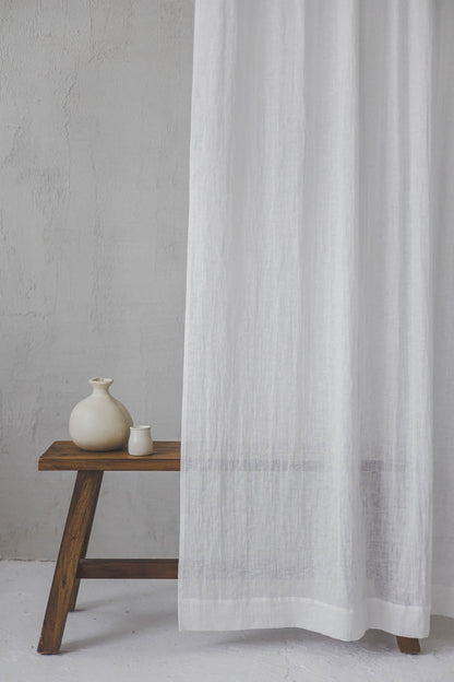 Off white linen sheer curtain