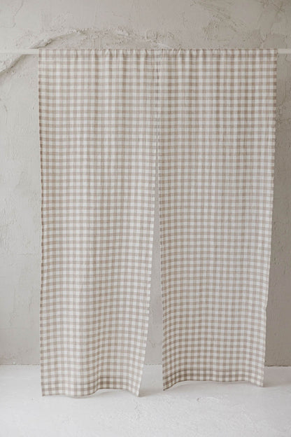 Checkered Linen Noren Curtain