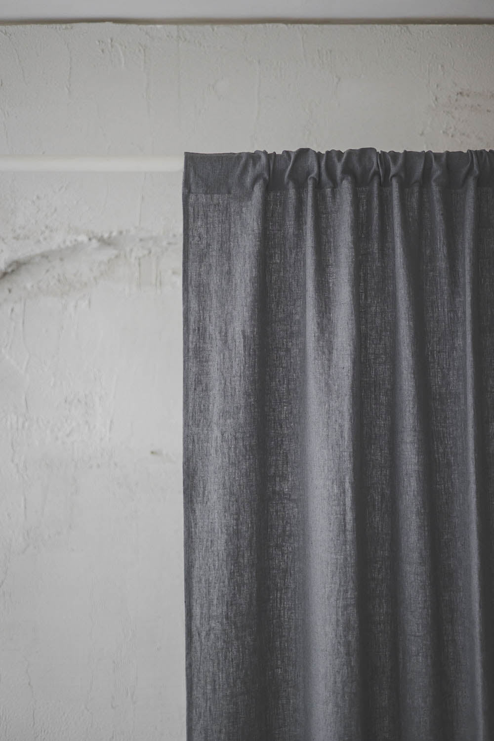 Heavyweight charcoal gray linen curtain