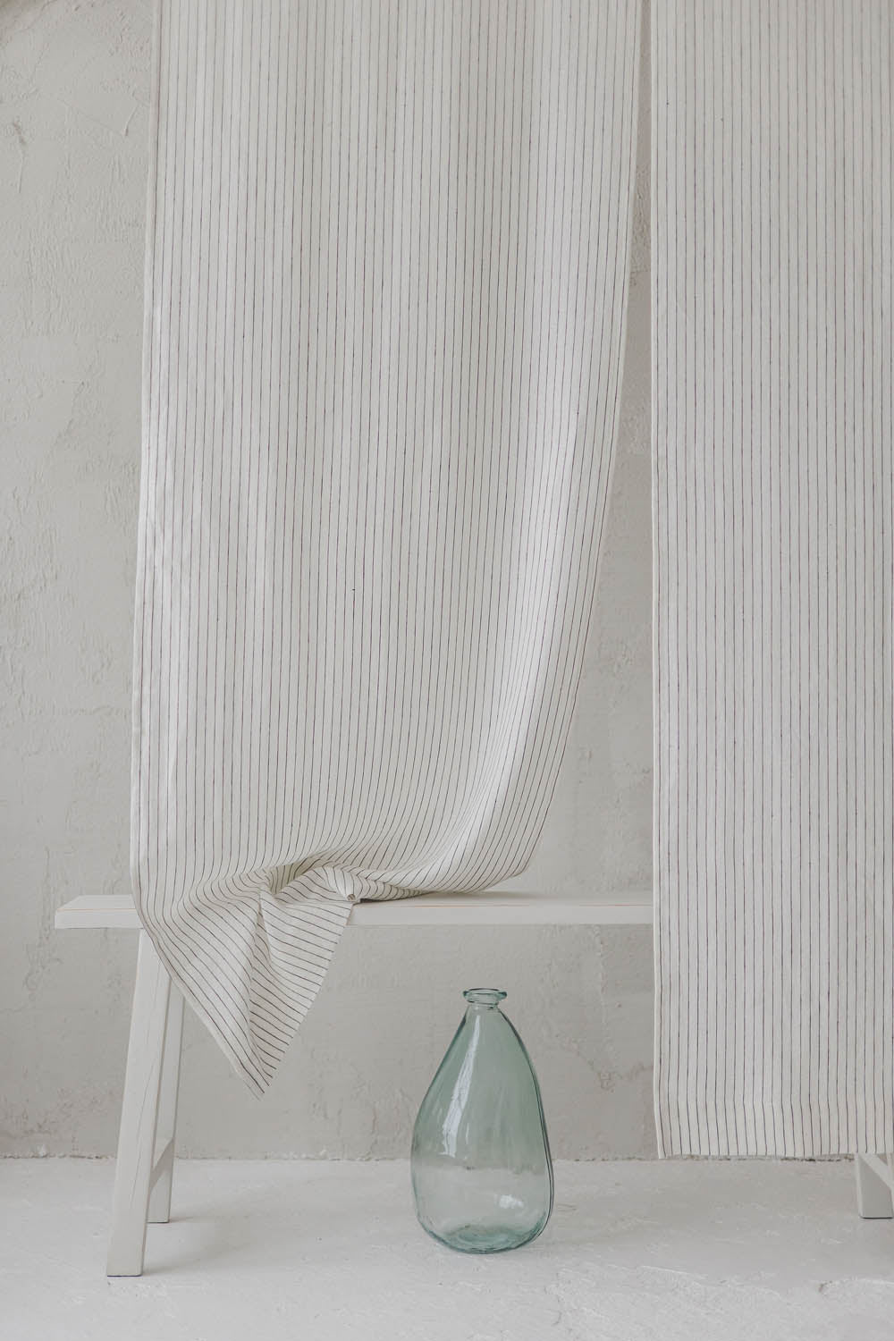 White with Black Stripes Linen Noren Curtain