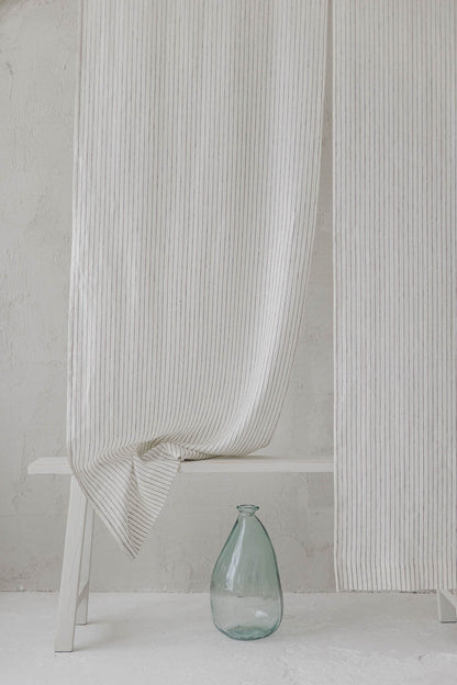 White with Black Stripes Linen Noren Curtain