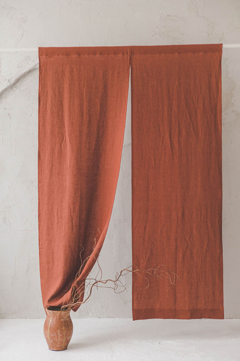 Burnt Orange Linen Noren Curtain