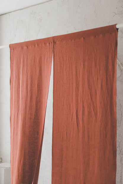 Burnt Orange Linen Noren Curtain