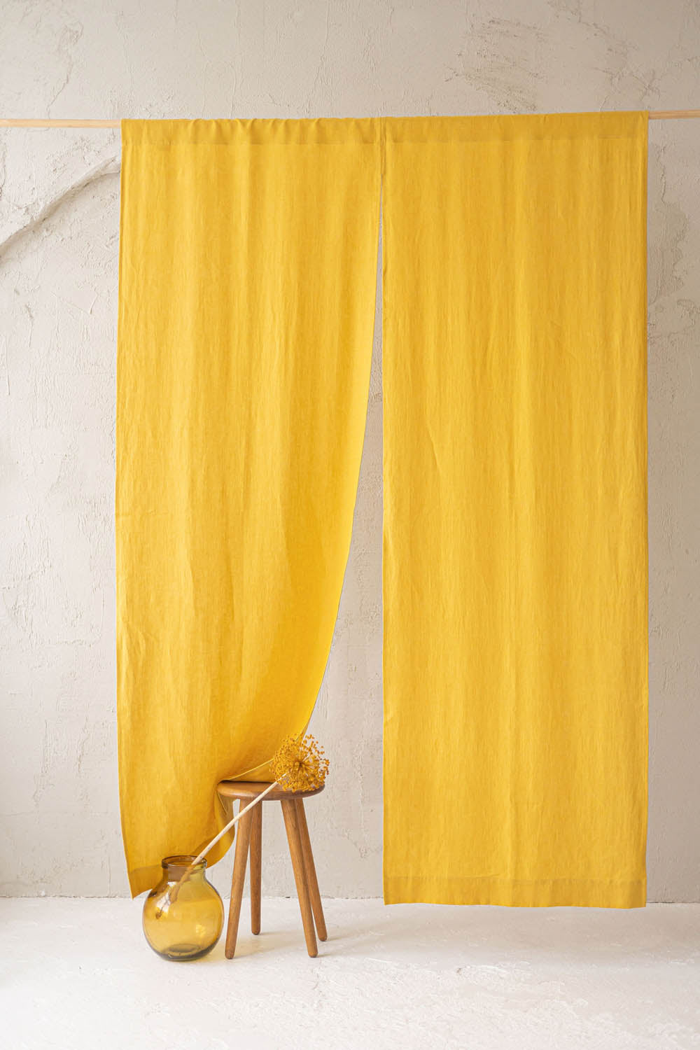 Mimosa Yellow Linen Noren Curtain