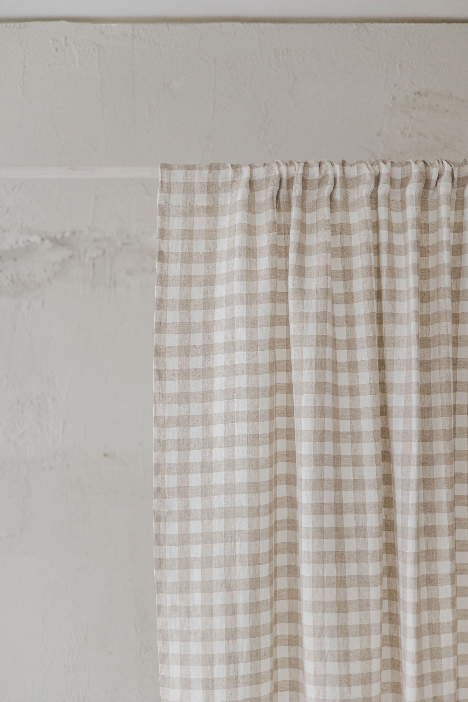 Checkered linen curtain