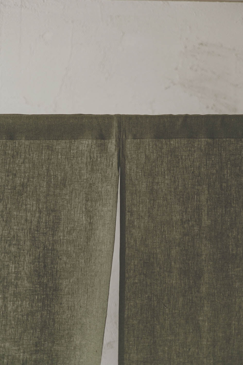 Forest Green Linen Noren Curtain