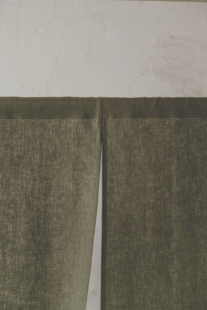 Forest Green Linen Noren Curtain