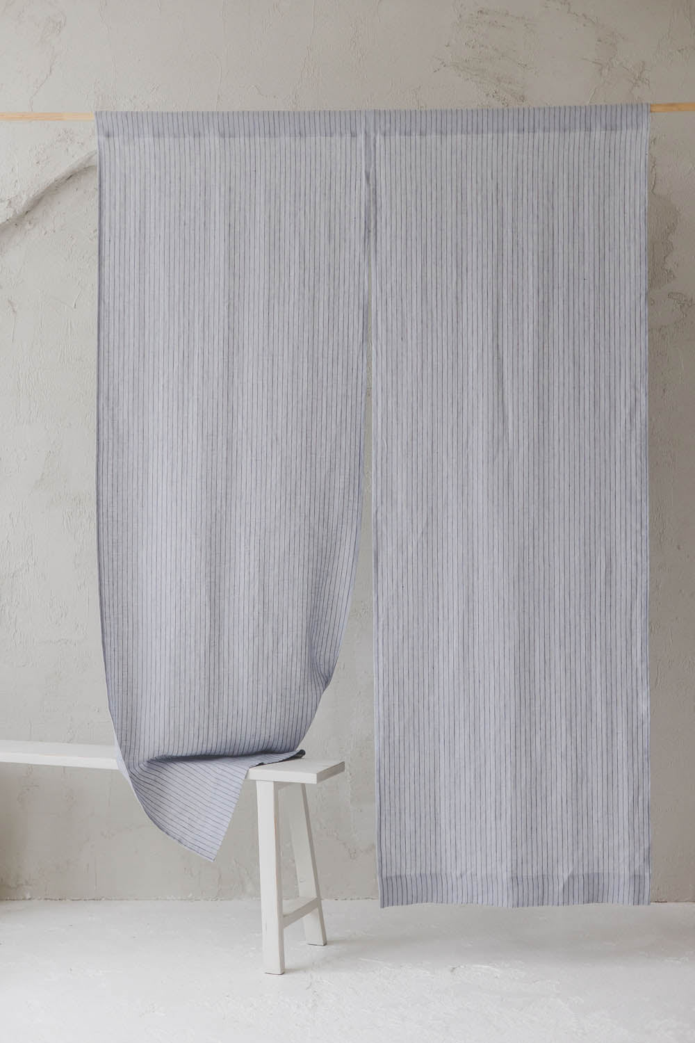 Grey with Black Stripes Linen Noren Curtain