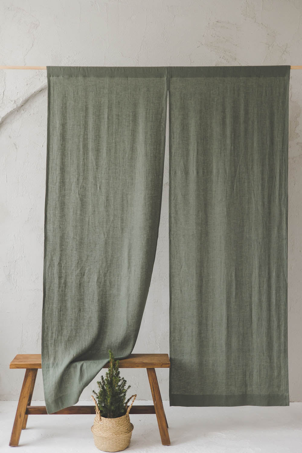 Gray Green Linen Noren Curtain