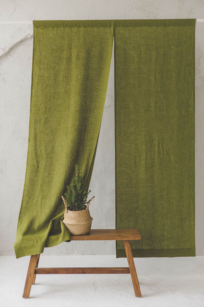 Moss Green Linen Noren Curtain