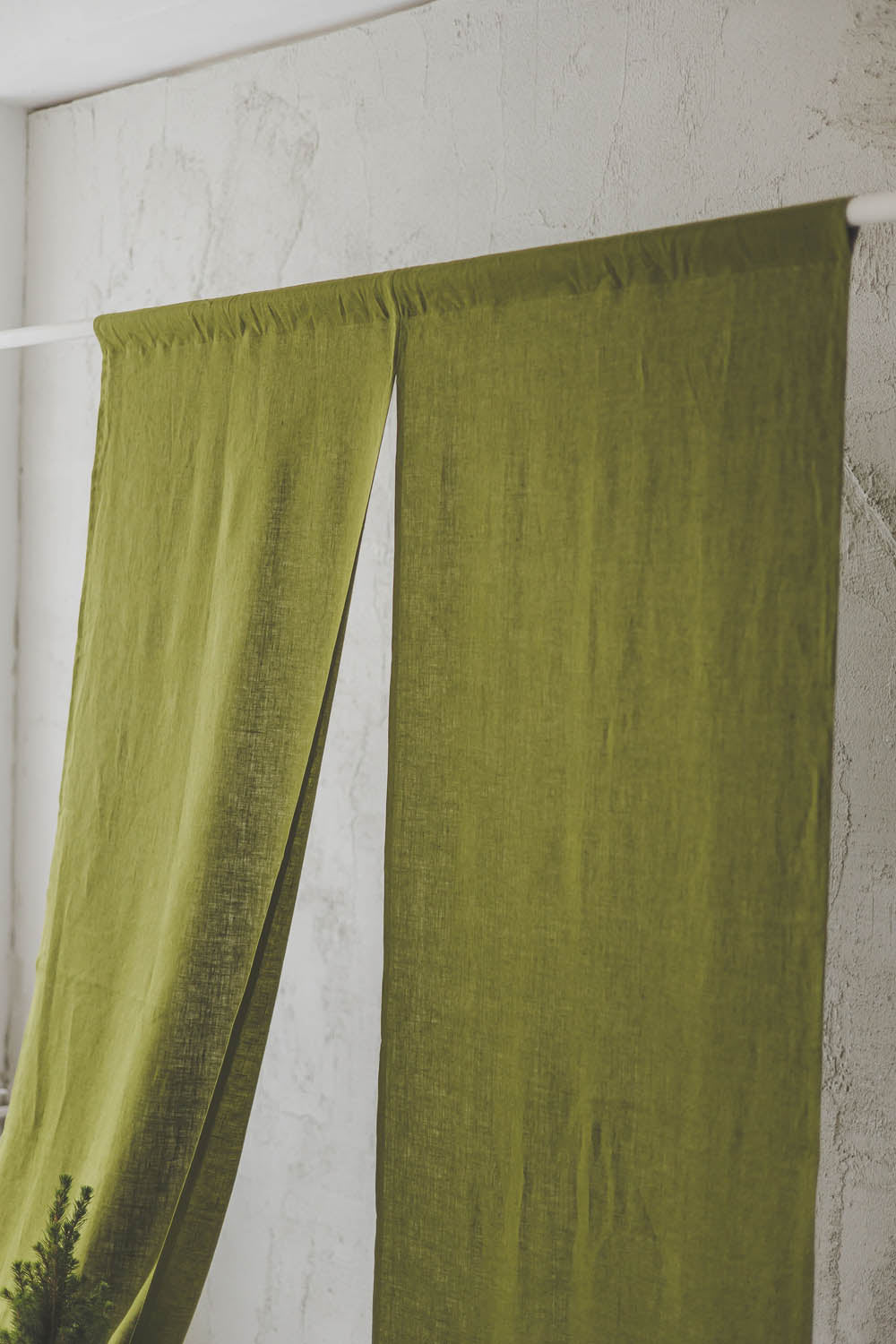 Moss Green Linen Noren Curtain