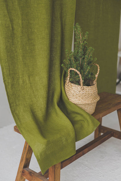 Moss Green Linen Noren Curtain