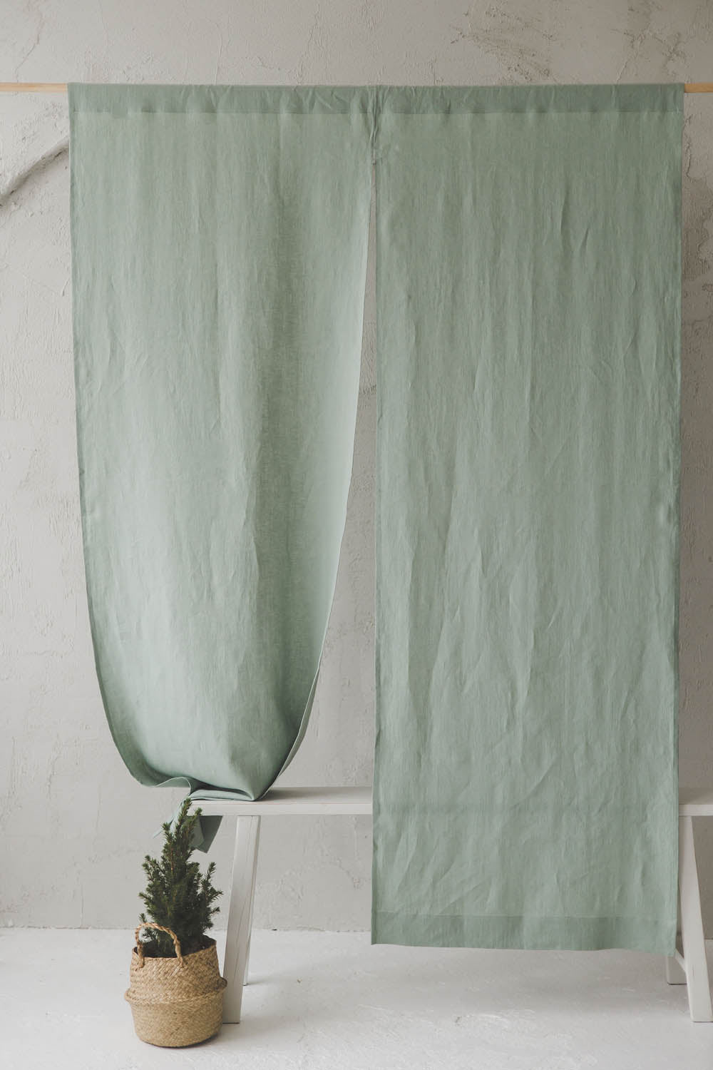 Frosty Green Linen Noren Curtain