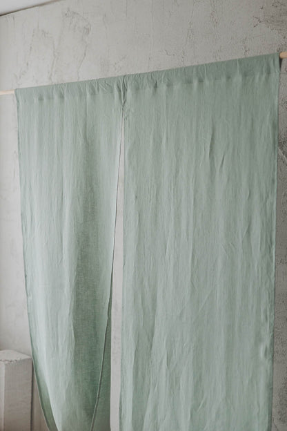 Frosty Green Linen Noren Curtain